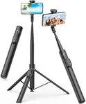 TONEOF 66" Automatic Tripod,Auto-Open Phone Tripod Stand with Magnetic Rechargable Remote,Selfie Stick Tripod 360° Vertical & Horizontal Rotatable,Stable Travel Tripod for iPhone/Android(Black)