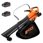 AIVOLT Cordless Leaf Vacuum Blower Mulcher Combo 3 in 1, Electric Leaf Vacuum with 40L Collection Bag, Battery and Charger Included, 160MPH/600CFM, 4 Speed Modes, Suitable for Lawn Care