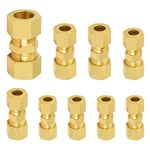 MuHize Brass Compression Tube Fitting - Upgraded Compression Union, 3/16" 5/16" 1/4" 3/8" Brake Line Coupling Compression Assortment Kit Connector for Industrial Use or Trucks Trailers (Pack of 9)