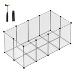 SONGMICS Pet Playpen with Floor, Small Animal Enclosure, DIY Plastic Cage, Indoor Run for Hamsters, Rabbits, Hedgehogs, Guinea Pigs, 145 x 72 x 57 cm, White LPC007W01