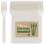HAAGO - 200 Forks PLA Cutlery Set - Reusable, Dishwasher Safe Heavy Duty Cutlery for Parties, Weddings, Events, for Hot & Cold Food - White 18cm / 7"