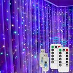 Curtain Lights, 600 LED Fairy Lights for Bedroom, Waterproof String Twinkle Lights (Multi-Colored, 8 Modes)