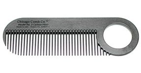 Chicago Comb Model 2 Carbon Fibre, Made in USA, Anti-static, 10 cm (4 inches) long, Fine-tooth, Pocket & Travel comb, for Thinner Hair, Beard & Moustache comb