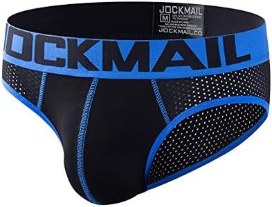 JOCKMAIL Low Rise Mens Underwear Mesh Breathable Sexy Men Briefs Male Panties for Men, Black, Medium
