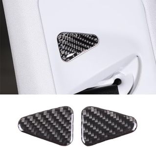 Qiosreui Seat Belt Adjuster Base Panel Cover Compatible with Tesla Model 3 Highlander 2023+, Car Safety Belt Buckle Panel Decor Frame, Seat Belt Warp Cover, Carbon Fiber (Black)