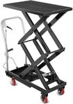 GarveeTech Hydraulic Lift Table Cart 330 LBS Capacity, Double Scissor Lift Table 50 in Lifting Height, Lifting Table Cart with 4 Wheels and Non Slip Pad for Material Handling, Black