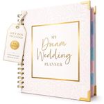 Wedding Planner Book – Luxury Spiral Bound Wedding Organiser with Guest List for 130 Guests, Budget Planner, Timeline, Mood Boards & Storage Pocket & Gift Box
