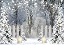 AIIKES 10X8FT Winter Photography Backdrop Glitter White Snow Forest Pine Tree Backdrop Christmas Holiday Party Decor Banner Kids Portrait Photo Studio Props 12-621