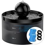 Cat Water Fountain with a Ball - Including 6 Filters + 3 Sponges - 67 oz/2 L Cat Fountain - Ultra Quiet Water Fountain Indoor Cat - Multiple Filtration - Visual Water Level