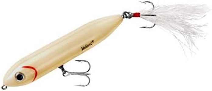 Heddon Super Spook Topwater Fishing Lure for Saltwater and Freshwater, Bone - Feather Dressed, Feather Super Spook Jr (1/2 oz)