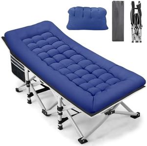 Fragess Foldable Camping Cots for Adults, 28" Extra Wide Cot with Removable Mattress, 600LBS Max Load, Sleeping Cots for Camping Outdoor/Office, Guest (Azure)