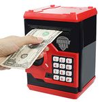 HUSAN Electronic Money Bank, Electronic Password Piggy Bank Mini ATM Cash Coin Money Box for Kids Birthday Toy for Children (Red)