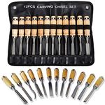 Professional Wood Carving Chisel Set - 12 Piece Sharp Woodworking Tools w/Carrying Case - Great for Beginners