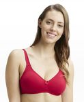 Jockey 1250 Women's Wirefree Non Padded Super Combed Cotton Elastane Stretch Full Coverage Everyday Bra with Contoured Shaper Panel and Adjustable Straps_Red Love_36B