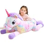 IKASA Giant Unicorn Stuffed Animal Plush Toy,110cm,Large Unicorn Cute Jumbo Soft Toys,Huge Big Size Plushy Fluffy Fat Plushie,Gifts for Kids