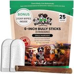 Standard 6” Bully Sticks for Dogs - 25 Count - 100% Natural, Odor Free, High Protein, Grass-Fed Beef Pizzle Sticks for Dogs - Fully Digestible, Rawhide Puppy Bully Sticks for Medium & Large Dog