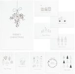 ZICOTO Beautiful Doodle Christmas Cards Set of 20 - Incl. Bulk Envelopes, Matching Stickers And Storage Box - Perfect to Send Warm Holiday Wishes to Friends and Family, 4x6, Black