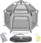 Light Grey POP 'N GO Baby Playpen - Indoor & Outdoor Playpen for Babies and Toddlers - Baby Beach Tent, Foldable, Portable W/Canopy & Travel Bag - Pop Up Pack and Play Yard