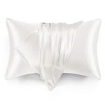 Love's cabin Silk Satin Pillowcase for Hair and Skin (Ivory White, 20x30 inches) Slip Pillow Cases Queen Size Set of 2 - Satin Cooling Pillow Covers with Envelope Closure