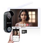Golens DB1 Wireless Video Intercom System Wire Free Doorbell Camera with 8" Touch Screen Monitor, 1080P HD Door Phone Kits, Motion Detection, Smart Life APP, No Monthly Fees, Support 2.4G/5G WiFi