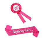 Birthday Girl Sash and Badge for Girls/Women Pink