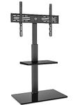 FITUEYES TV Stand with Mount for 32 to 60 inch Flat Curved Screen Adjustable Heights 70° Swivel Bracket 2 Shelves Cable Management Max VESA 600x400 mm TT206001GB