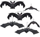 DSLIHA 6Pcs Halloween Decorations, 3D Flying Bat Halloween Hanging Bats Decorations Garden Decor Spooky Realistic Rubber Bats for Halloween Party Gifts and Homeware Decoration