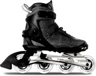 RollingBunny Inline Skates PRO for Adult Women - ABEC-9 Bearing with Breathable Lining for Male Female, Optional Brake, Size W 6-9, Black