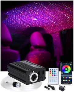 DIICRIN Starlight Headliner Kit for Car, 16W RGBW Fiber Optic Star Lights 750pcs 0.03in x 9.8ft with 200 White Shooting Stars, App/Remote Control Twinkle Car Interior Lights