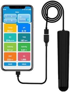 Kactoily 7-in-1 Smart Bluetooth Water Tester, Portable Digital pH/TDS/EC/ORP/Temperature/Salt/SG Meter with App Alert, Ideal for Pool/Aquarium/Hydroponics/Pond