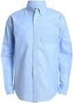 IZOD Boys' Long Sleeve Solid Button-Down Collared Oxford Shirt with Chest Pocket, Ox Blue, 16