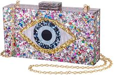 LETODE Clutch Purses for Women-Evil Eye Acrylic Clutch Glitter Purse Evening Bag Chain Shoulder Crossbody Handbags, 2-black 00