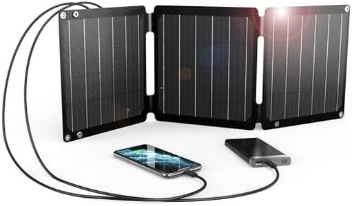 21W Chargeur Solaire Portable, BigBlue Chargeur de Panneau Solaire avec USB-A/USB-C (5V/4,2A), étanche IP68 Panneau Solaire Pliable pour Camping, compatible avec Smartphones Batterie Externe Tablette