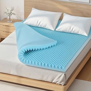 Giselle Bedding 8cm Thick Queen Memory Foam Mattress Topper, Foldable Bed Mattresses Toppers Protector Bamboo Cool Cover Sleeping Mat Home Bedroom, Removable Washable,Egg Crate Foam