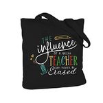 Elegantpark Teacher Bag Best Teacher Gifts for Women from Students Teacher Appreciation Gift Christmas Gifts for Teacher Tote Canvas Bag Black with Interior Pocket