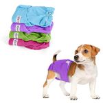 Luxja Reusable Female Dog Diapers (Pack of 4), Washable Wraps for Female Dog (Small, Sky Blue+Purple+Green+Rose Red)