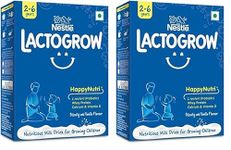 Nestle LACTOGROW Nutritious Milk Drink Powder | Biscuity Vanilla Flavour (2-6 Years), (Pack Of 2), 800g, Bag-In-Box Pack