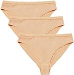 Sanstrong 3 Packs Ballet Underwear High Cut Gymnastics Seamless Dance Underpants Nude Briefs for Womens and Girls