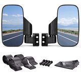 UTV Rear View Mirrors Side Mirror, 2 Pack Rear View Mirror for 1.75" - 2" Roll Cage, All-Terrain Vehicle UTV Side View Mirrors Adjustable Shatterproof Bracket Universal for UTV Cars - Black