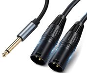 fdealz® [ 0.5 Meter ] 6.35MM Mono to XLR Male + XLR Male - 50 CM Cable ; 1/4 TS to Dual XLR Male Y-Splitter Mono Breakout Cable 1/4 inch (6.35mm) to 2 XLR Patch Cable