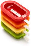 Lékué Pack 4 Classic Stackable Popsicle Molds, Red/Yellow, 16.5 x 7.5 x 2.6 cm