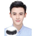 Men Forehead Hairline Toupee, Human Hair Thin Skin Transparent Full PU Hairpiece V-Shape Male Hair(Black,1.5 * 16cm)