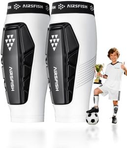 AirsFish Soccer Shin Guards Kids Youth, Ski Shin Protector for Boys Girls Men Women, Ski Shin Pads Defender, Lightweight Calf Protective Gear, Breathable Canilleras de Futbol para Niños White