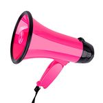 MyMealivos Portable megaphone bullhorn 20 Watt Power Megaphone Speaker Voice And Siren/Alarm Modes With Volume Control And Strap (Pink)