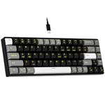 NEWMEN Wired Mechanical Keyboard,60% Gaming Keyboard,68 Keys Compact LED Backlit USB Ergonomic Mini Office Mechanical Keyboards for PC Laptop Windows Mac,QWERTY Layout(Red Switches,Black&Grey&White)
