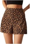 Floerns Women's Casual High Waist Skinny Shorts with Pocket Brown Leopard Small