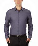 Calvin Klein Men's Dress Shirt Slim Fit Non Iron Herringbone, smokey blue, 18" Neck 36"-37" Sleeve (XX-Large)