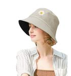 Alexvyan 1 Pcs Beige & Black Reversible Bucket Hats UV Protection Wide Brim Summer Cap for Girls Hat UV Protection Breathable Casual Beach Hat, Sun Protection Cap for Women