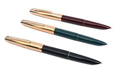 GOLD LEAF Hero Pen 332 Model Original Fountain Ink Pen Iridium Nib Gold Cap Black Green Maroon (Pack of 3)