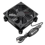 GDSTIME 12025 120mm 12cm Router Fan Brushless Cooling Fan DC 5V USB Power, with 3-Step Speed Control, PC TV Box Receiver Cooler